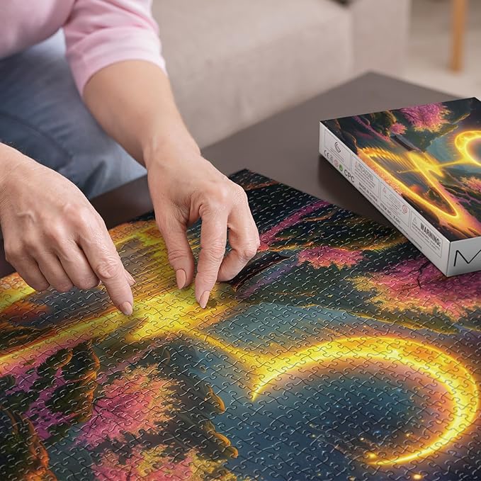 Mystery Landscape Puzzles for Adults 1000 Pieces, Fantasy Nature Scenic Jigsaw Puzzles, Moon Mountain Art Puzzles