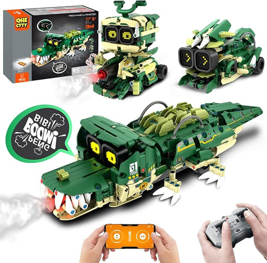STEM Building Toys for Kids 6-14, Remote & APP Controlled 3in1 STEM Robot Building Kit for Kids with Music Spray, 513 Pcs Building Blocks Set Birthday Xmas Gift Ideas for Boys Girls