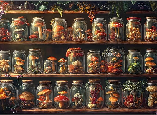 300 Piece Puzzle for Adults, Fantasy Mushroom Jigsaw Puzzle for Adults, Kids, and Seniors, Gift for Family Activities, Game Night, Home Wall Art, 20.5x15 in