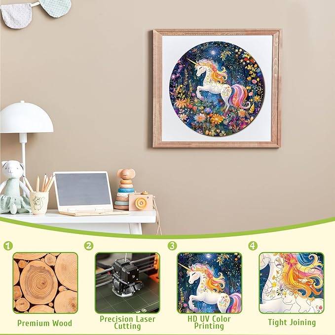 Wooden Puzzles for Kids Ages 4-6, Rainbow Unicorn 50 Pieces Kids Puzzle, Children Birthday Easter Puzzle Gift Idea, Educational Puzzles Toys for Boys and Girls (11.4 * 11.4in)