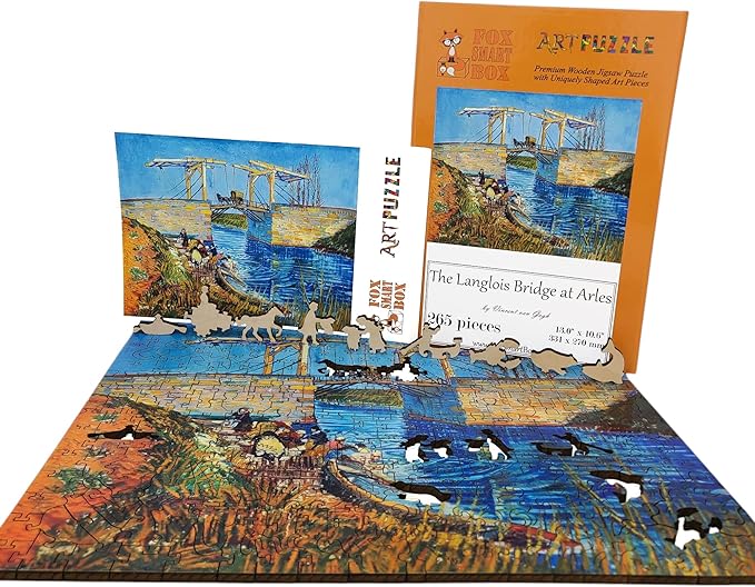 Wooden Puzzle for Adults - Uniquely Shaped Pieces - Made in The USA by FoxSmartBox - 265 Pieces - The Langlois Bridge at Arles