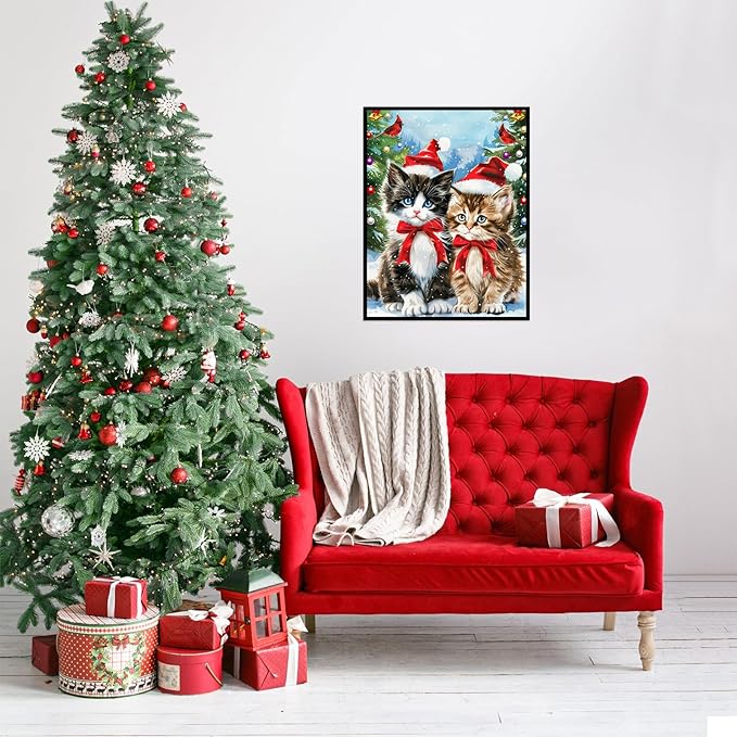 Christmas 100 Piece Puzzles for Kids, Christmas Cat 100 Piece Puzzles for Adults, Cute Kitten 100 Pieces Puzzle for Kids Ages 4-8, Jigsaw Puzzle for Seniors Teens Brain Teaser