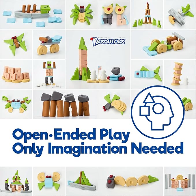 Taksa Toys Creative Unique Building Stem Toys for Kids Ages 4 5 6 7+ Educational Blocks Resources for Learning, Open-Ended Montessori Toys for Girls Boys Fine Motor Skills, Reggio Emilia Toys 72 Pcs