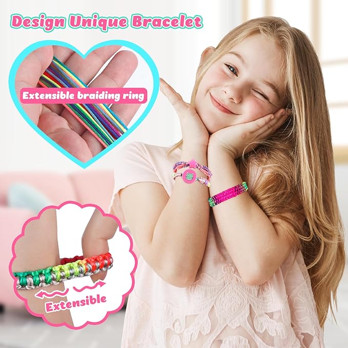 Hewaurorion Friendship Bracelet Making Kit Toys, Arts and Crafts String Maker Tool for Kids Ages 8-12, Bracelet DIY Christmas Birthday Present Gifts for Teen Girls (Yellow/Blue)