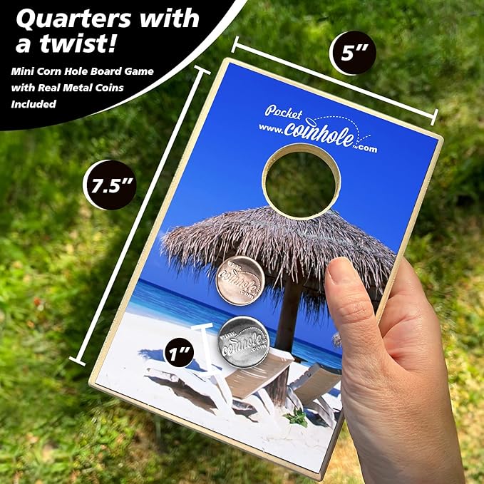 Coinhole Desktop Coin Bouncing Party Game Set | Tabletop Cornhole Board Game | Small Cornhole Travel Game Includes Coins