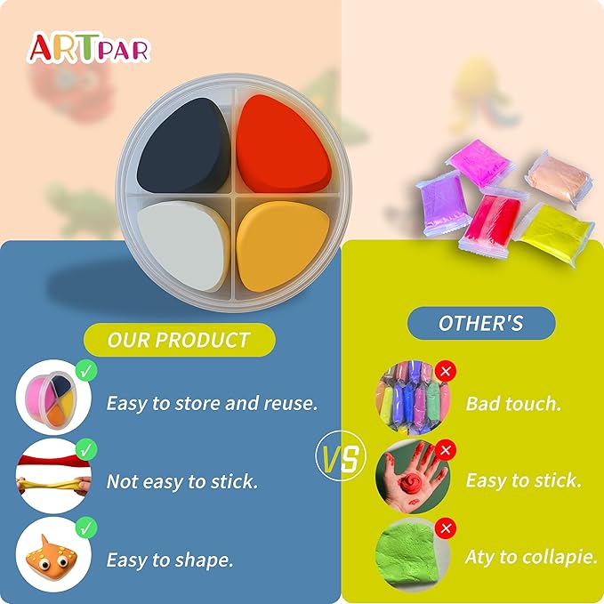 Air-Dry Clay Kit for Kids,12 Marine Animals‌ Modeling Magic Clay Sculpting Tools Set,Non-Sticky, Ultra-Light,Creative DIY School Arts & Crafts Gifts for Boys & Girls Ages 3-12