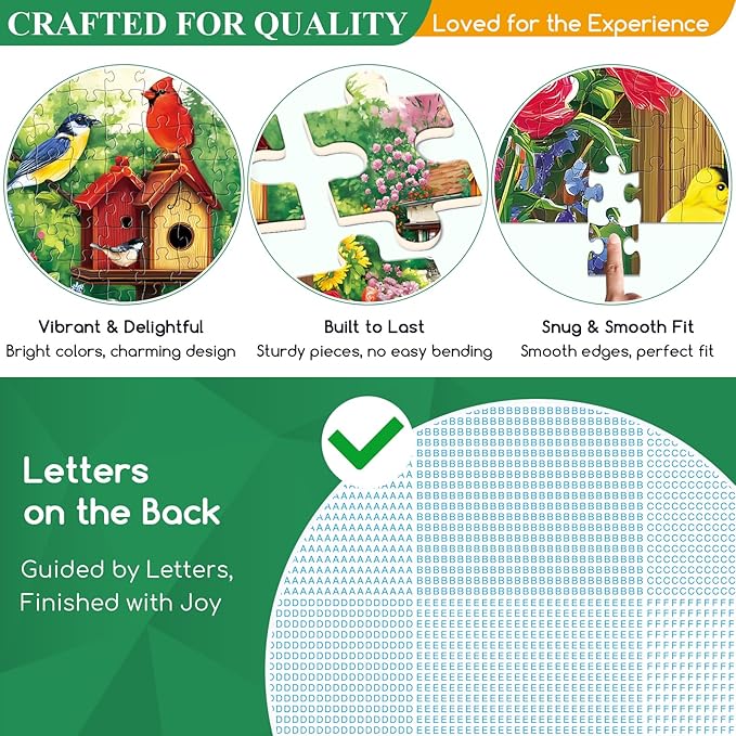 300 Piece Puzzles for Adults, Garden Birds Birdhouse Village Puzzle for Adults Kids Seniors,Large Piece Funny Puzzle for Kids Ages 8-10 10-12,Flowers House Puzzles Perfect for Game Nights,20.5x15 in