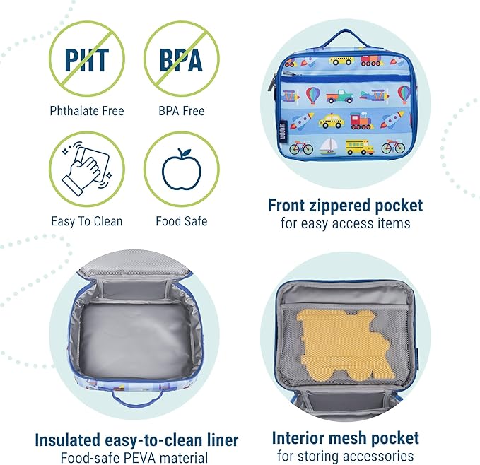 Wildkin Kids Insulated Lunch Box – Durable and Reusable for School & Travel - On the Go