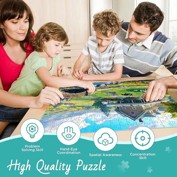 300 Pieces Puzzle for Adults Country Life Puzzle Recycled Cardboard Large Piece, Cows Jigsaw Puzzles 300 Pieces Challenging Game Home Decor Gift Toy for Adults Kids Seniors 20.5 * 15 inch
