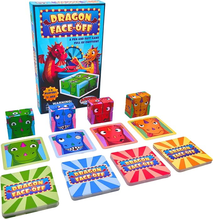 Dragon Face-Off Matching Game for Kids Ages 3+ – Build Silly Dragon Expressions with Wooden Blocks – Fun Preschool & Family Board Game – Easy to Learn, Educational Gift for Toddlers & Children