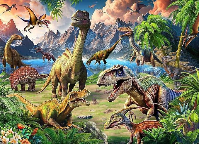 Dinosaur World 100 Piece Puzzle for Kids Ages 4-8 - Children's Learning Educational Toy Gift for Girls 4-10 Years Old (15" X 10")