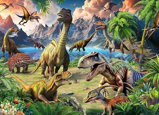 Dinosaur World 100 Piece Puzzle for Kids Ages 4-8 - Children's Learning Educational Toy Gift for Girls 4-10 Years Old (15" X 10")
