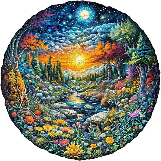 Sun Moon Forest Puzzles Adults Gifts Wooden 270 Pieces 13.4 * 13.4in