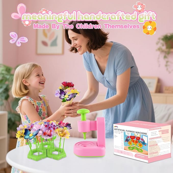 Fabric Flower Bouquets Toys,Flower Making Kit-DIY Craft Kits Toys for Kids,DIY Build Your Flowers Bouquet, Arts and Crafts for 3 4 5 6 7 8+Year Old Girl Birthday Gifts Ideas