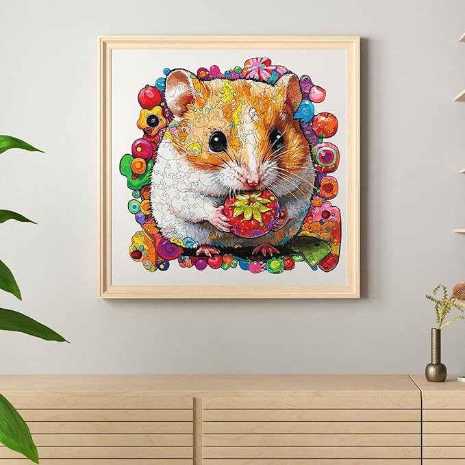 Wooden Jigsaw Puzzles 500 Pieces-Hamster,16.5x16.9in,Royal,Wooden Puzzles for Adults,Unique Shape Animal Adult Puzzles,Irregular Wood Puzzles Best Gift for Adults and Kids Family Game