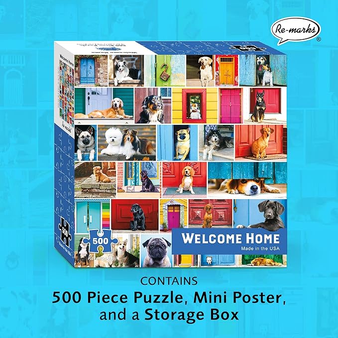 Re-marks Welcome Home Dog-Themed 500-Piece Jigsaw Puzzle for All Ages