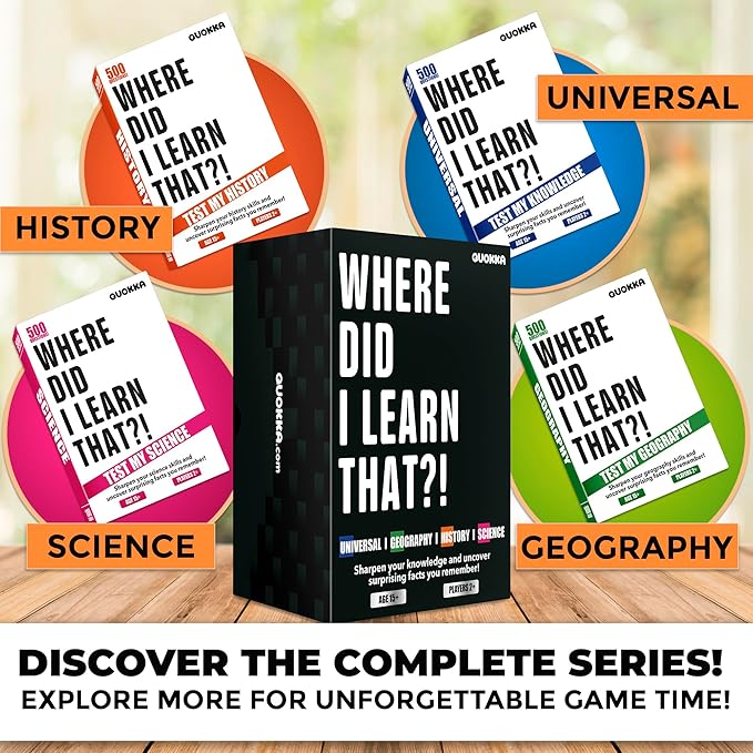 QUOKKA Trivia Card Game with 500 Questions in History – Trivia Games for Adults, Teens, and Families – Trivia Cards with Answers – Great Board Games Trivia for Family Party and Game Night