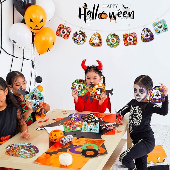 24 Sets Halloween Crafts and Arts for Kids Ages 4-8 Halloween Wreath Ornaments Craft Kits for Decorations Wreath Signs with Ghost Owl Witch Bats for Kids Art Gift Favors Trick or Treat Front Door