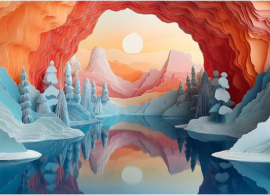 1000 Pieces Jigsaw Puzzle for Adults - Dreamy Glacier Sunrise Landscape - Challenging Puzzle with Fantasy Colors for Relaxing Family Fun (19.7x27.6 in)