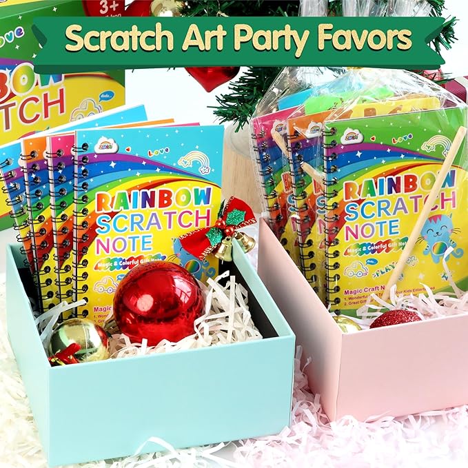 ZMLM Scratch Art Party Favors: 36 Pcs Birthday Gifts Goodie Bags Stuffers Rainbow Scratch Paper Craft Notebooks for Kids 4-8 Classroom Prize Students End School Supplies Toy Girls Boys Return Gift