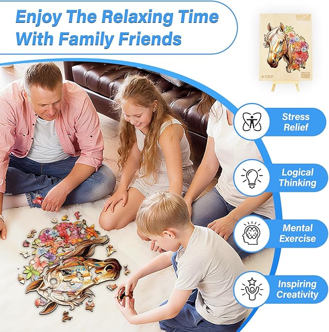 Wooden Puzzle for Adults, Wooden Horse Puzzle, Wood Puzzles Adult, Birthday for Women Men, Family Puzzle Game (L-13.8×12.5in - 270pcs)