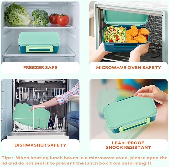 Lunch Box for Kids With 8oz Soup Thermo, Leak-proof Lunch Container with 2 Compartments, Thermo Food Jar Food Containers for Back to School Girls Boys (Green)