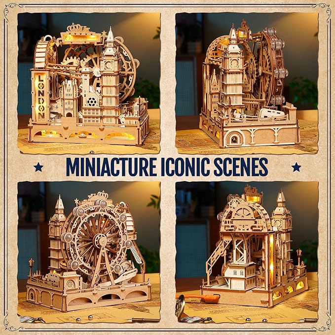 ROKR 3D Wooden Puzzles for Adults,Marble Travel London,431Piece 3D Puzzles,Marble Run Gift for Adults