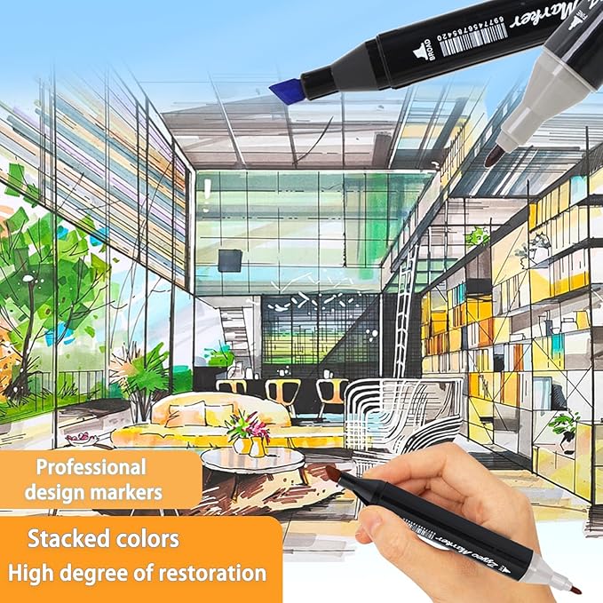 Alcohol Marker Pens 120 Colors Dual Tip Drawing Pens Set, Art Markers Sketch Kit for Teens Girls Boys Kids Artists for Drawing,Coloring and Calligraphy