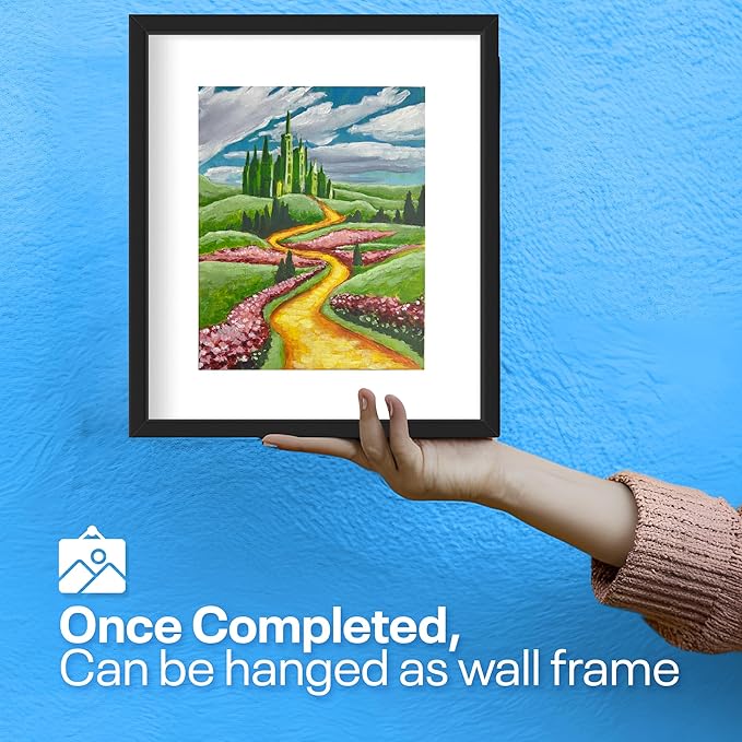 Painting4Real DIY Painting Class Kit for Adults with Video Tutorials: Learn to Paint Wizard of Oz Yellow Brick Road – How to Paint with Acrylics – Painting & Art Supplies – 9 Piece Acrylic Paint Set