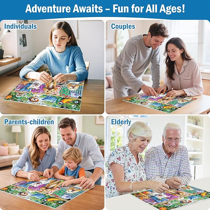 300 Piece Puzzles for Adults, Cute Dog Jigsaw Puzzle for Adults Children Elderly, Large Piece Fun Animal Puzzle for Kids Ages 8-10 10-12, Challenging Landscape Puzzles,Family Game Great Gift 20.5*15in