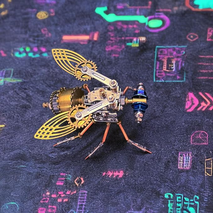 Steampunk Metal Insect Bug Mechanical Steampunk Sculpture Steampunk Mechanical Insect Clockwork 3D Steampunk Metal Puzzle Kits for Adults (Mechanical Fruit Fly)