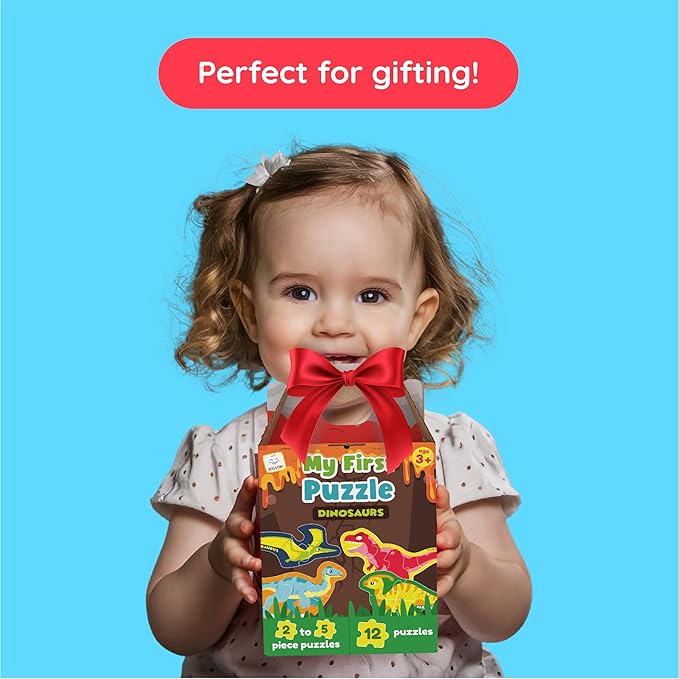 My First Puzzle – Montessori Toy | Dinosaur Montessori Toys Puzzle | Learning Resources Puzzles | 12 Dinosaur Themed Graded Puzzles (2-5 Pieces) | Gifts for Kids for 3 Year Old