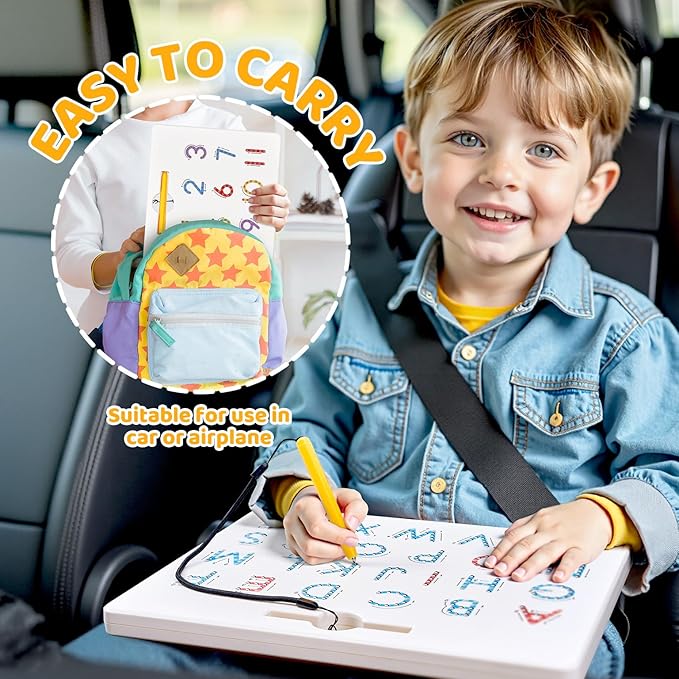 GAMENOTE Double Sided Magnetic Letter & Number Board Set - Alphabet & Numbers Tracing Board for Toddlers, ABC Uppercase & Lowercase Practicing, Math Learning, Educational Toys for Kids