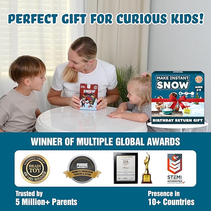 Butterfly Edufields Snow Magic Science Kit (Pack of 6) | Best Birthday Return Gifts for Kids Ages 4 5 6 7 8 | Instant Colorful Snow for Kids | Make Dry & Fluffy Snowman | Non-Toxic Reusable & Safe