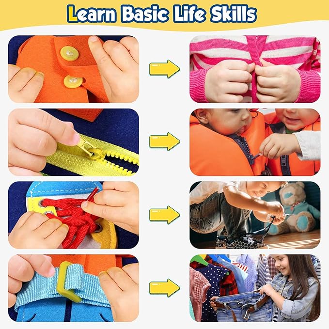 Toddler Busy Board - Montessori Toys for Toddler Boy Birthday Gift, Educational Learning Sensory Busy Book for Toddler Boys, Toddlers Activities Travel Toys for Airplane Car