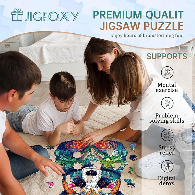 Jigfoxy Wooden Puzzles for Adults, Panda Wood Puzzles Adult, Unique Animal Shape Wooden Jigsaw Puzzles for Adults, Birthday Gifts for Puzzle Lovers, Family, Friend (L-11.3 * 13.3in-230pcs)