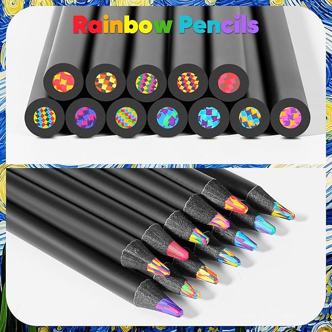 Hapikalor 24 Pack Rainbow Pencils, Cute School Supplies, Gifts for Teen Gifts Trendy Stuff, Art Supplies for Adults, Birthday Party Favors, Art Supplies for Kids