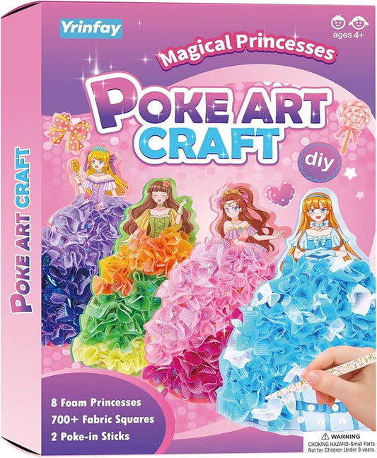 Poke Poke Art and Crafts kit for Kids, DIY 8 Magical Princesses & 6 Accessories, Pretty Princess Game Toys for Girl 6-8 8-12, Gifts for Boys & Girls Ages 6 7 8 9 10 11 12 Years Old