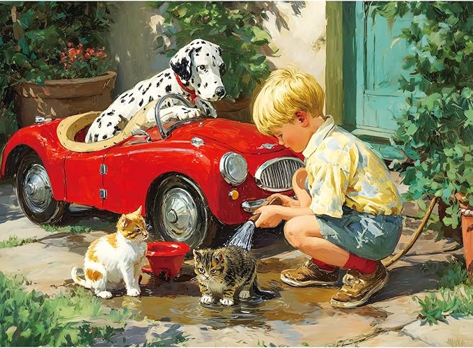 300 Piece Puzzle for Adults Puzzle, Cute Children Jigsaw Puzzle 300 Pieces, Funny Dog and Cat Jigsaw Puzzles for Adults Seniors, Fun Challenging Family Games Holiday Party Gifts 20.5×15 in