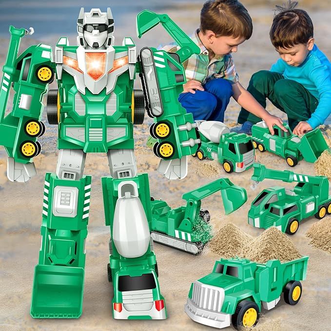 Laradola Toys for 3 4 5 6 Year Old Boys - Transform Robot Kids Toys Cars | STEM Building Toddler Toys for Ages 3+ | 5 in 1 Construction Christmas Birthday Gifts for Boys Girls
