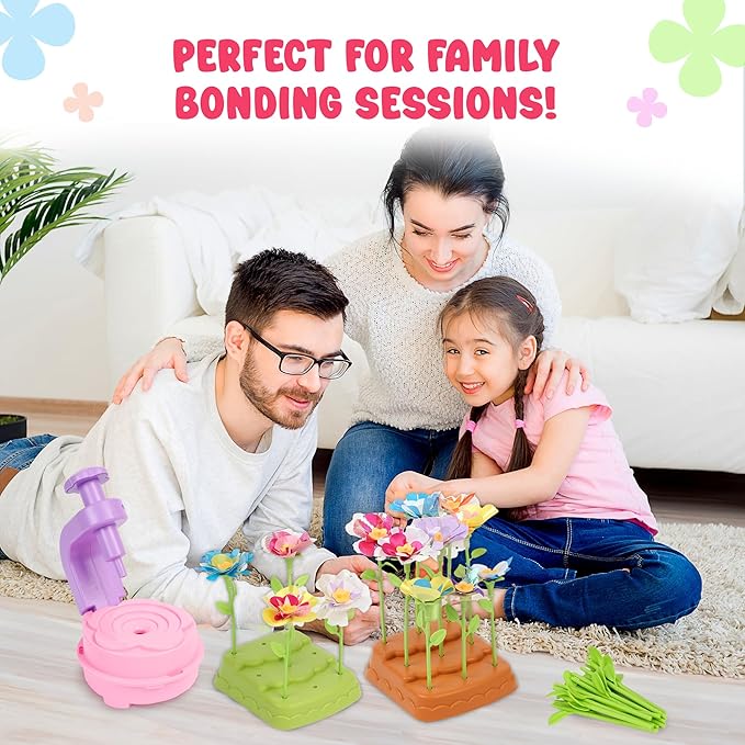 Fabric Flower Bouquets Toys for Girls - DIY Kits for Kids w/ Markers & Challenge Cards - Arts & Crafts for 3 4 5 6 7 8 9 10 Year Old Girl - Educational Toys - Art and Craft Kits for Girls