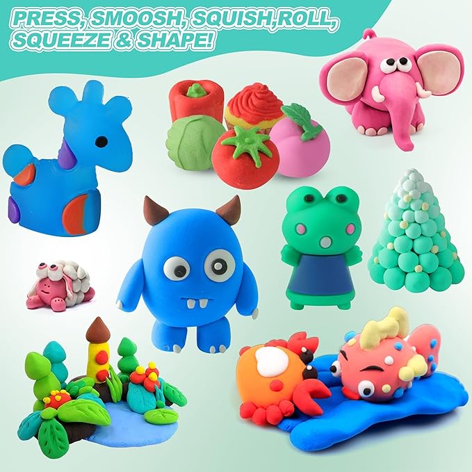 Air Drying Clay Kids 102 Colors, Modeling Magic Clay Kit with Sculpting Tools,Soft and Non-Sticky,Classroom Activities & Art and Crafts Creative Play Gifts for Boys & Girls Age 3-12