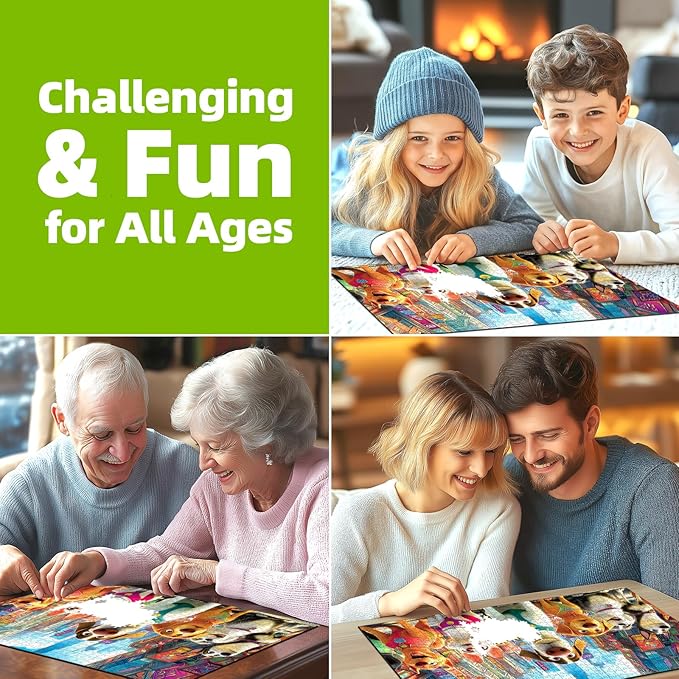 Blueforest 1000 Piece Jigsaw Puzzle for Adults, Cute Cartoon Dogs in City Street, Fun Unique Adult Puzzles for Relaxation & Family Activity 27.5x19.7 Inch