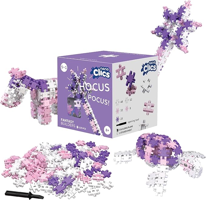 Nano Clics Fantasy Builders 125, Construction Toys for Children Ages 8 and up, Creative Educational Toys in a 125 Piece Set, Building Blocks for Girls and Boys, Durable Toys