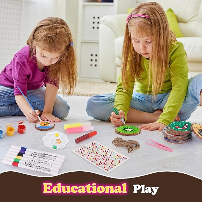 Wood Painting Art Kits for Kids - Arts and Crafts for Kids Ages 6-9 8-12, Gifts for Girls Boys Art Supplies, Glow in The Dark Wooden Painting Set, Birthday Christmas Gift Party Activities