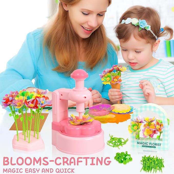 PIGETALE Fabric Flower Bouquets Toys for Girls 3 4 5 6 7 8 9 10 Years Old, DIY Arts & Crafts Kit for Kids Ages 4-8, Educational Preschool Learning Gardening Toys for Toddlers Christmas Birthday Gifts