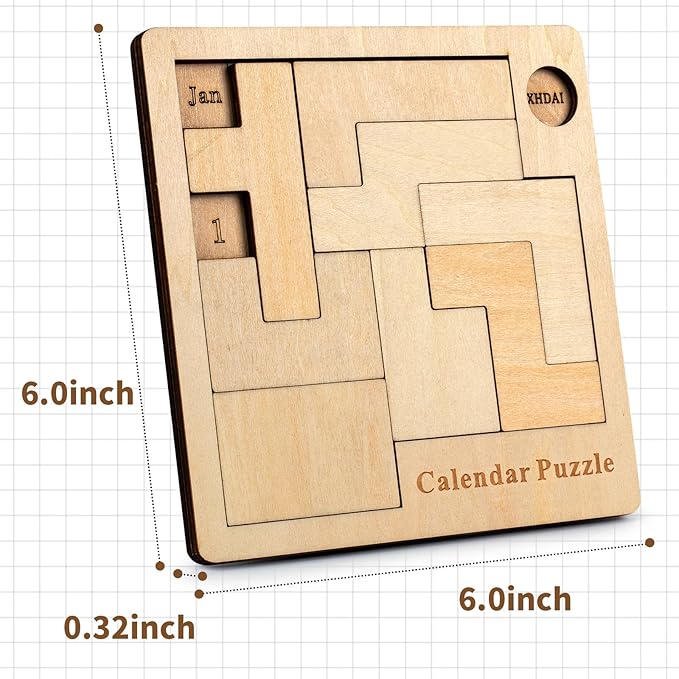 Daily Calendar Puzzle Wooden，Jigsaw Puzzle Board for Adults,Challenge 365+ for Every Day,Puzzle Advent Calendar.