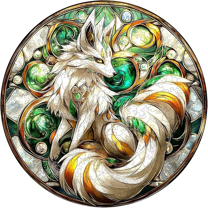 Wooden Puzzles for Adults - Elegant Fox Wooden Jigsaw Puzzle - Unique Animal Shaped Wood Puzzles Adult - Christmas Birthday Gifts for Adults/Friends/Family - 100pcs 8.4 * 8.4in