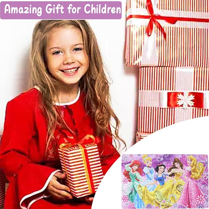 Princess Puzzles for Kids Ages 4-8 60 Pieces Jigsaw Puzzle for Girls and Boys Toys in Metal Box Educational Puzzle (Princess 0685)