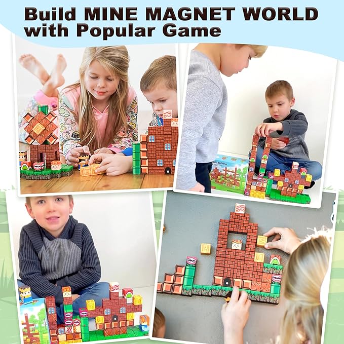 Magnetic Blocks Building Toys - Build Mine Magnet World Set Toddler Kids Sensory Toys for Boys & Girls Ages 3-5 5-7 8-12, 1'' Magnetic Cubes Game Classroom Must Haves Decor School Supplies